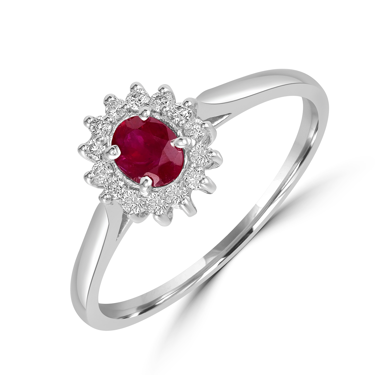18K White Gold Ruby Diamond Ring
