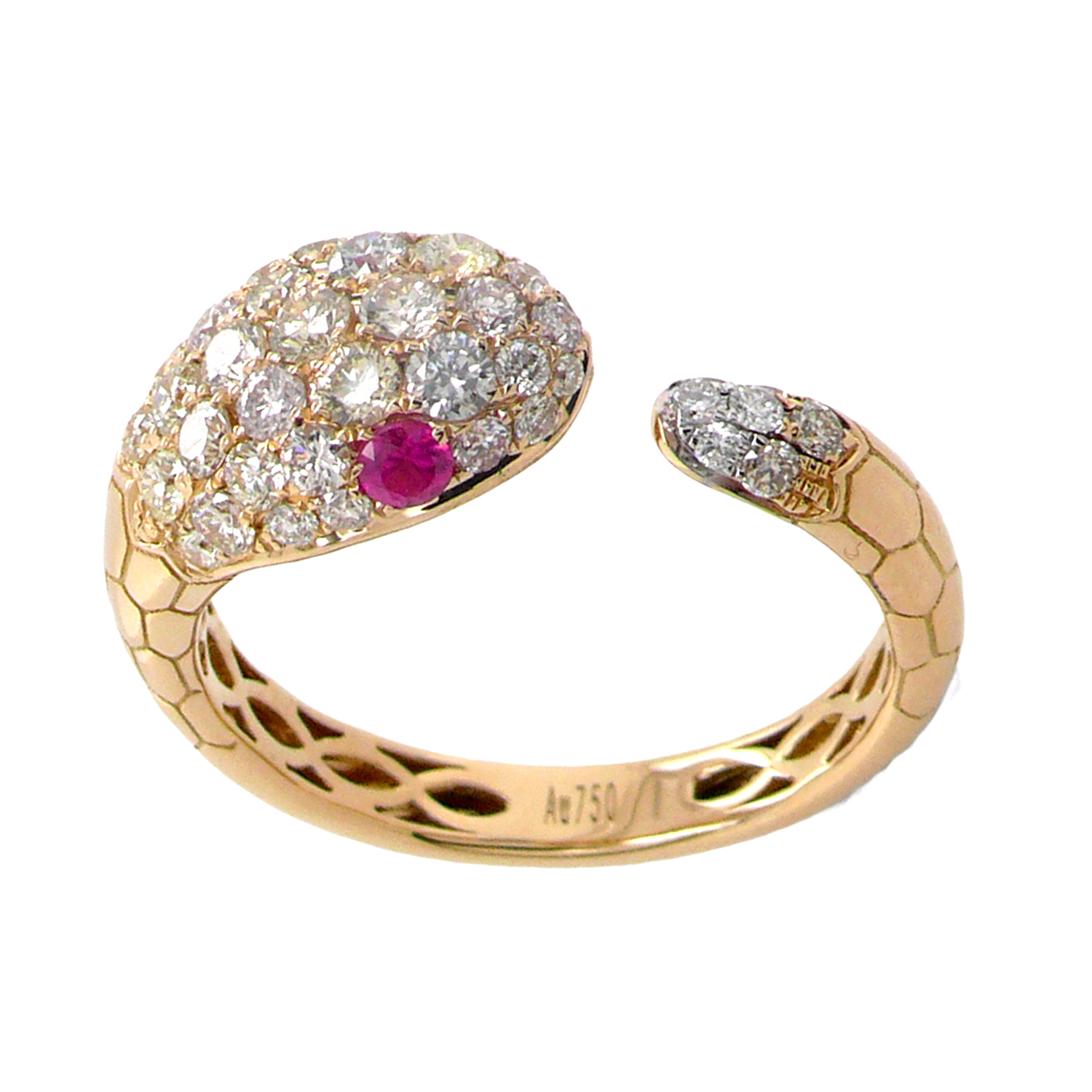 18K Yellow Gold Diamond Ruby Ring