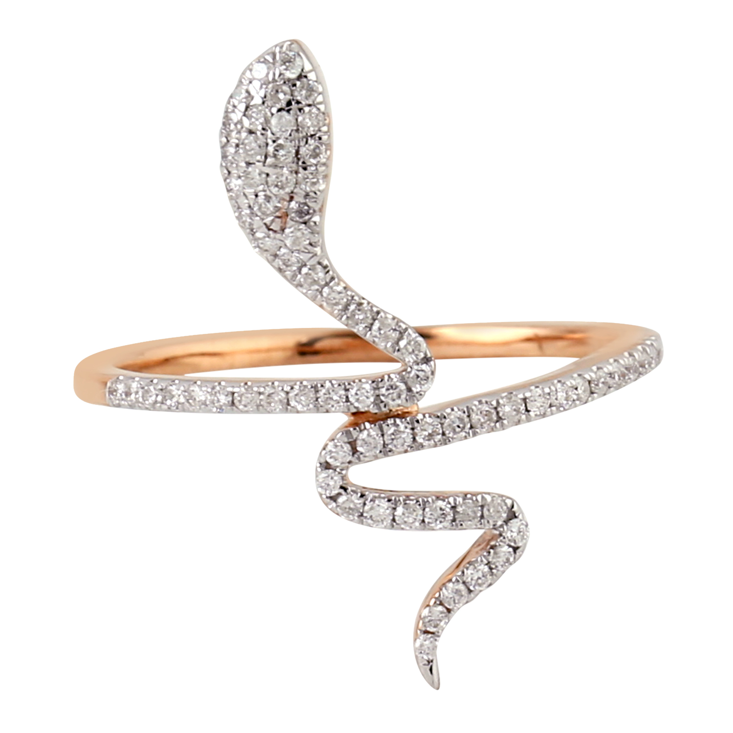 Anillo de serpiente de diamantes de oro rosa de 18 quilates anillo envolvente... - Imagen 1 de 7